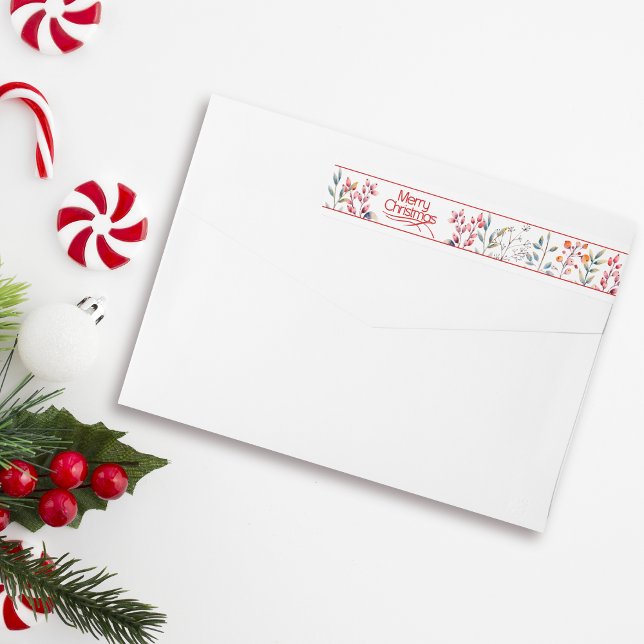 Berries and leaves Merry Christmas Wrap Around Label (Creator Uploaded)