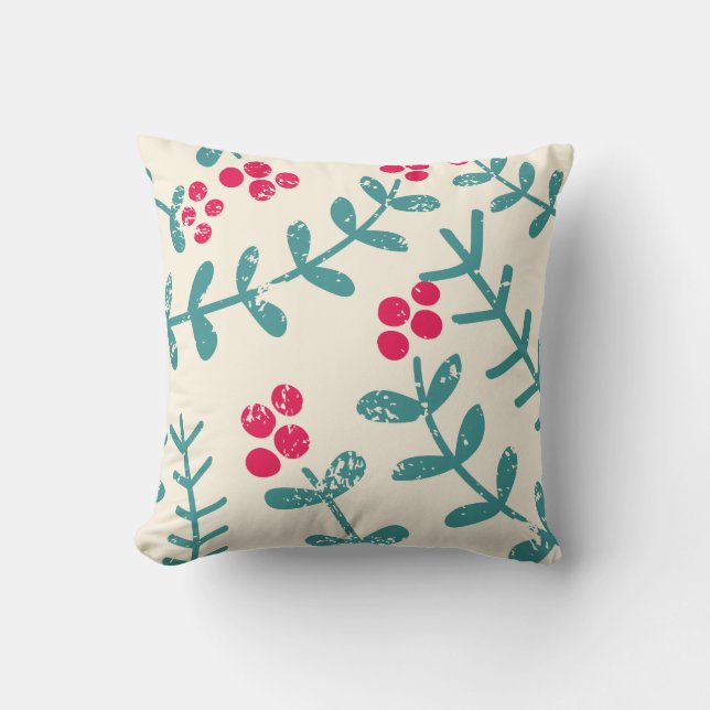 berries and leaves patterned cushion (Front)