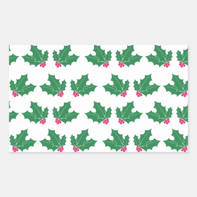 berries and leaves patterned rectangular sticker (Front)