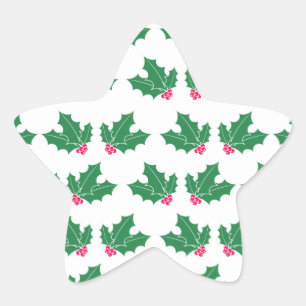 berries and leaves patterned star sticker