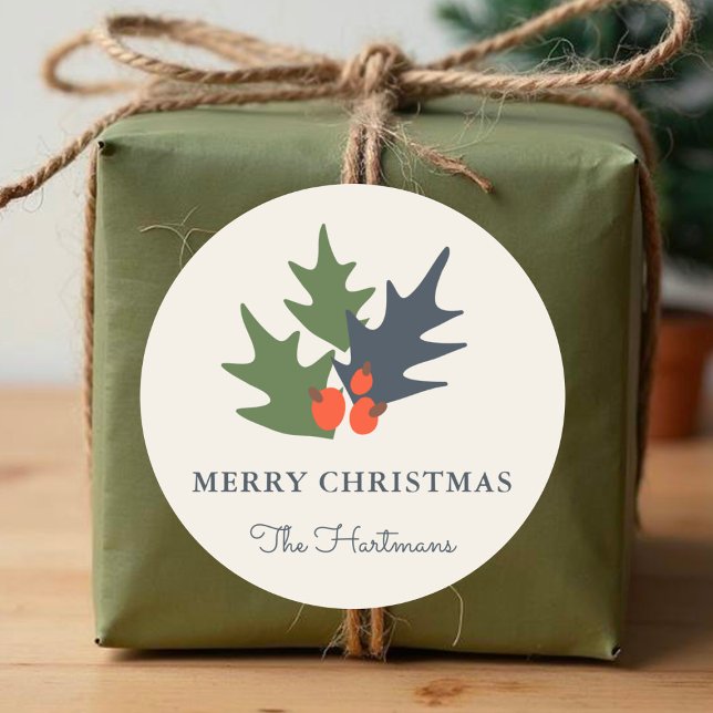 Berries and Leaves Personalised Christmas Stickers (Creator Uploaded)