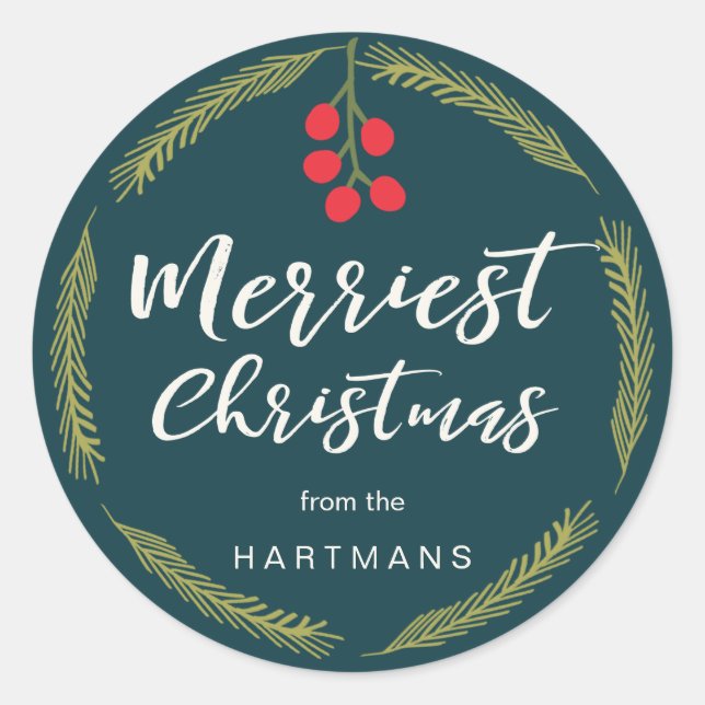 Berries and Pine Personalised Stickers (Front)