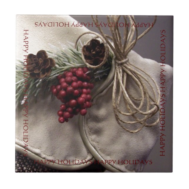 Berries and Pinecones Tile (Front)