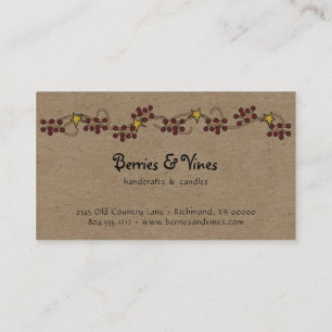Berries and Stars Primitive Country Kraft Loyalty Card