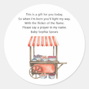 Berries baby shower - Prayer candle label