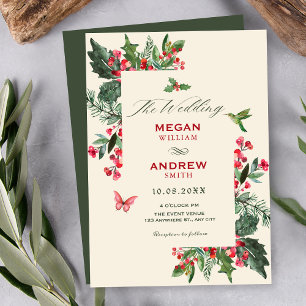 Berries branch floral wedding  invitation