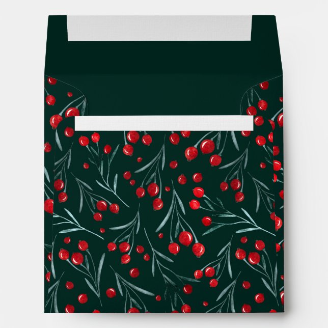 Berries Christmas - Traditional Christmas Colours Envelope (Back (Bottom))