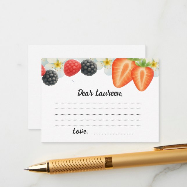 Berries First Birthday Time Capsule Advice Card (Front/Back In Situ)
