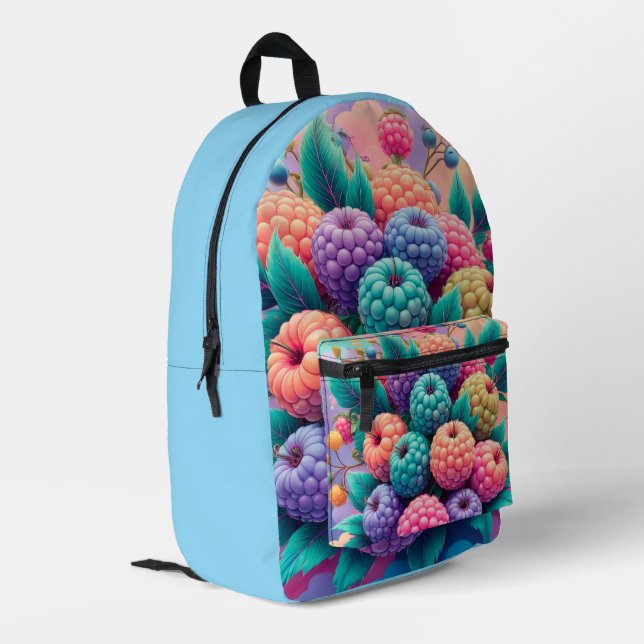 Berries Fruit-Themed  Printed Backpack (Back Corner Left)