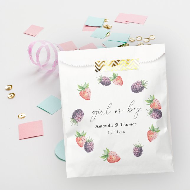 Berries Gender Reveal. Girl or Boy Favour Bag (Creator Uploaded)