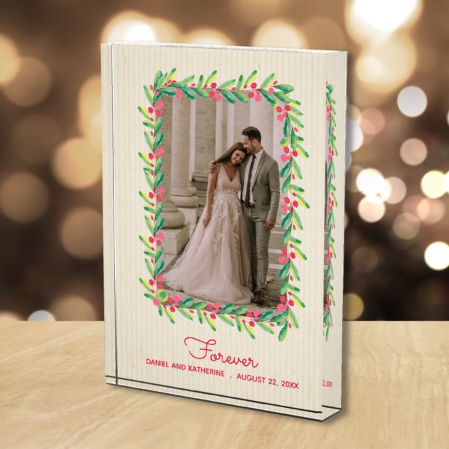 Berries Greenery Bride Groom Wedding Photo Block (Creator Uploaded)