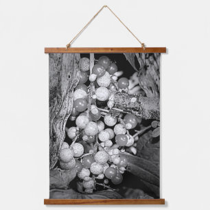 Berries In Black And White Nature Hanging Tapestry