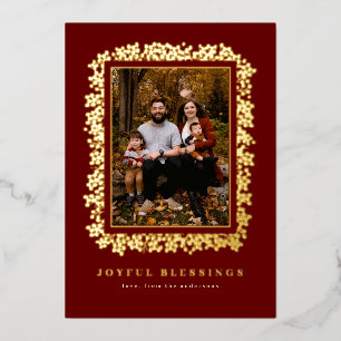 BERRIES IN FOIL FORMING FRAME OF PHOTOCARD HOLIDAY CARD