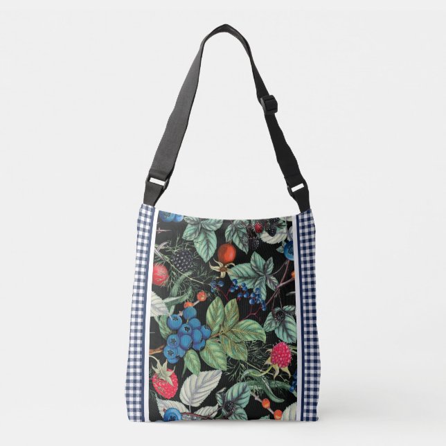 Berries Medley on Country Gingham Crossbody Bag (Front)