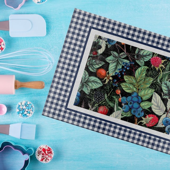 Berries Medley on Country Gingham  Cutting Board (Creator Uploaded)