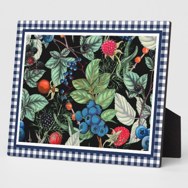 Berries Medley on Country Gingham  Plaque (Side)