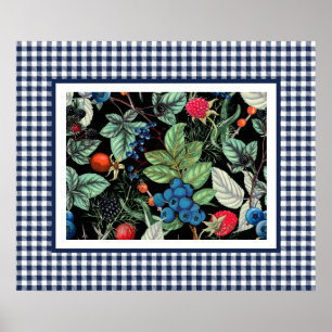Berries Medley on Country Gingham Poster