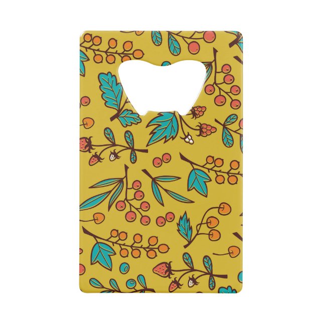 Berries on branches, seamless nature pattern. (Front)