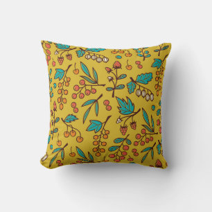 Berries on branches, seamless nature pattern. cushion