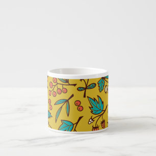 Berries on branches, seamless nature pattern. espresso cup