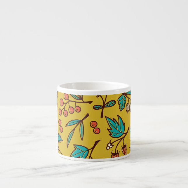 Berries on branches, seamless nature pattern. espresso cup (Front)