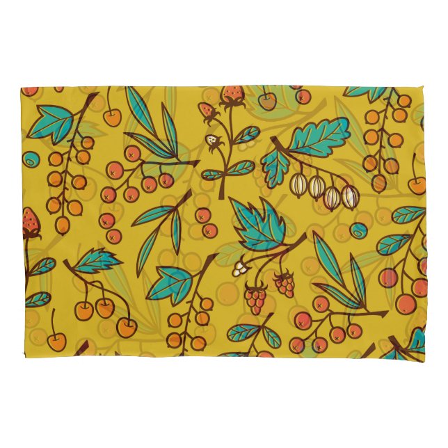 Berries on branches, seamless nature pattern. pillowcase (Front)