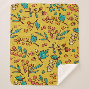 Berries on branches, seamless nature pattern. sherpa blanket