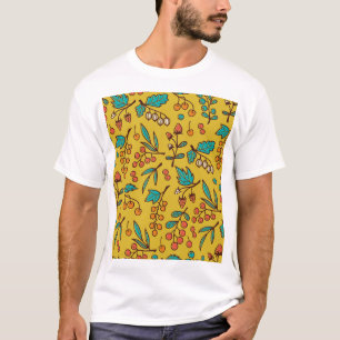 Berries on branches, seamless nature pattern. T-Shirt
