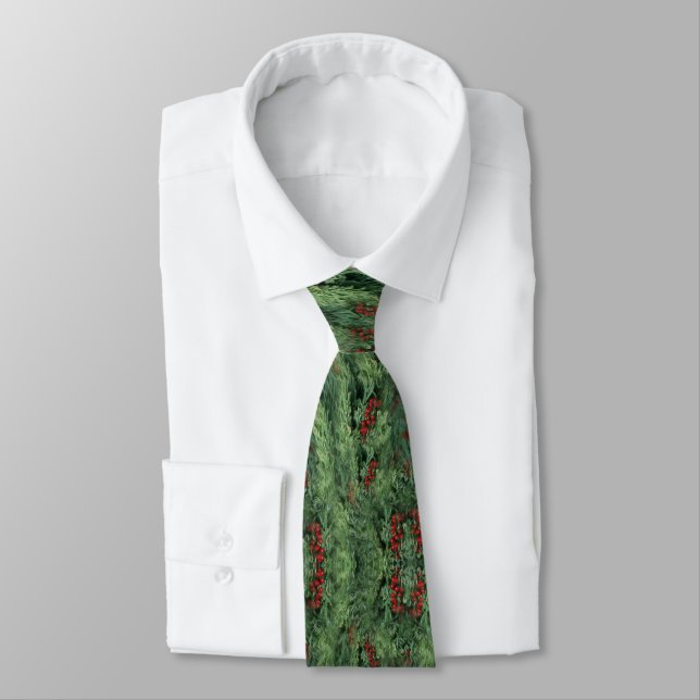 Berries on Christmas Tree Tie (Tied)