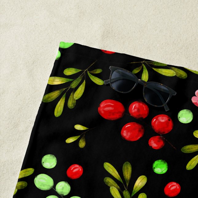 Berries Pattern Beach Towel (In Situ)
