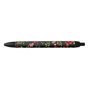 Berries Pattern Black Ink Pen
