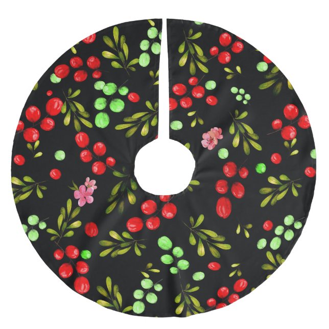 Berries Pattern Brushed Polyester Tree Skirt (Front)