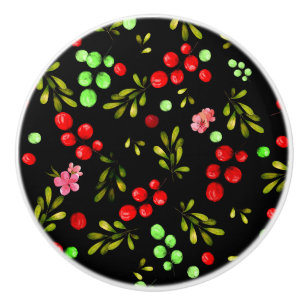 Berries Pattern Ceramic Knob