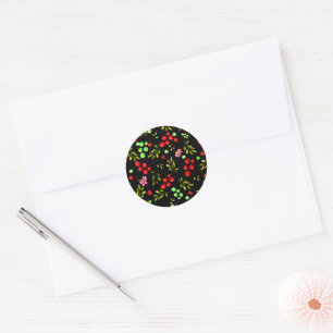 Berries Pattern Classic Round Sticker