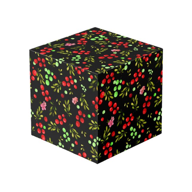 Berries Pattern Cube (Front Angled)
