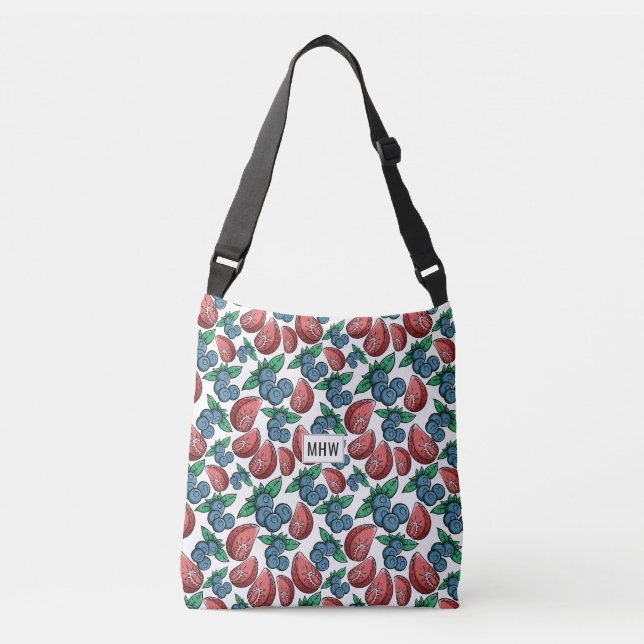 Berries Pattern custom monogram bags (Front)