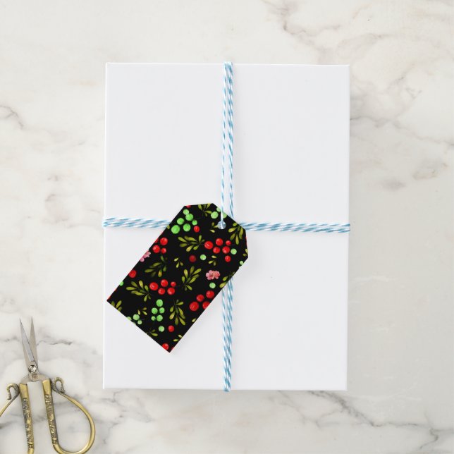Berries Pattern Gift Tags (With Twine)