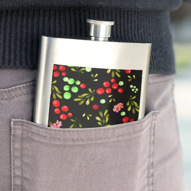 Berries Pattern Hip Flask (In Situ)