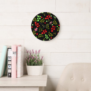 Berries Pattern Large Clock