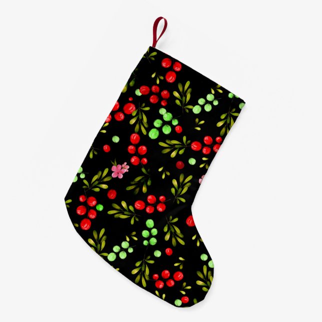Berries Pattern Small Christmas Stocking (Front (Hanging))