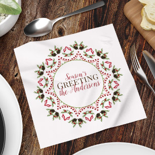 Berries Pinecone Holiday Mandala Christmas Custom Napkin