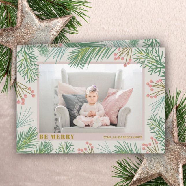 Berries Pines Christmas Photo Holiday Card (Creator Uploaded)