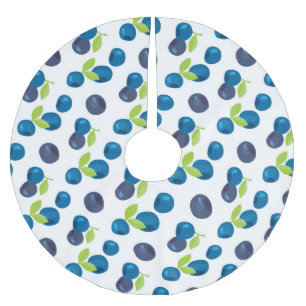 Berries Vintage Blueberry Bilberry Illustration Brushed Polyester Tree Skirt