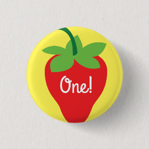Berry 1st Birthday Cute Strawberry Colourful Mod 3 Cm Round Badge