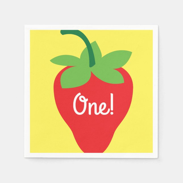 Berry 1st Birthday Cute Strawberry Colourful Mod Napkin (Front)