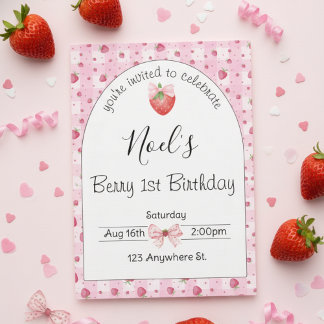 "berry 1st birthday" first birthday invitation