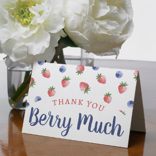 Berry 1st Birthday Party Strawberry Blueberry Thank You Card