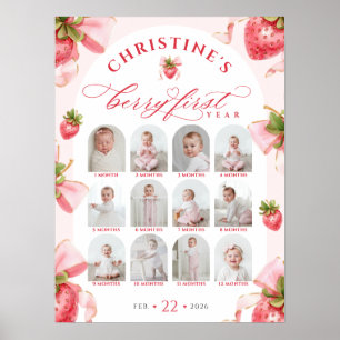 Berry 1st Birthday Photo Collage Sign DIGITAL