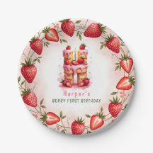 Berry 1st Birthday Plate Letter H Cake Design