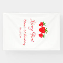 berry 1st birthday red strawberry name date stylis
